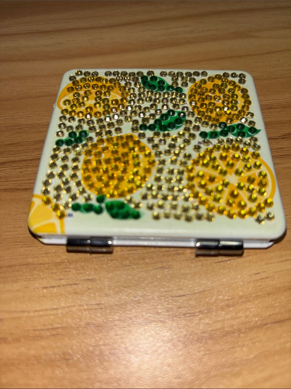 Yellow Lemon Crystal Compact Mirror - Women Accessories - Picture 3 of 6